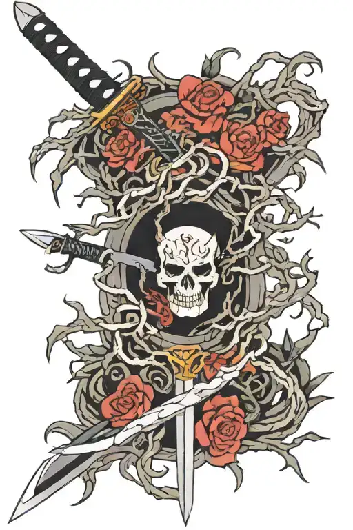 sword and thorns tattoo design idea