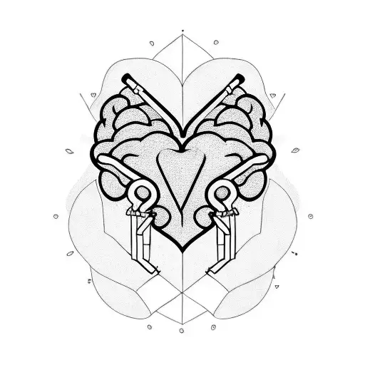 Weighing Scales with Heart and brain tattoo design idea