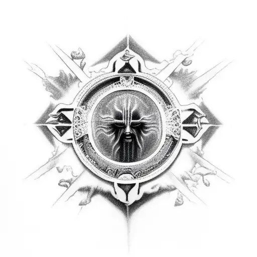 antichrist begging jesus for mercy tattoo design idea