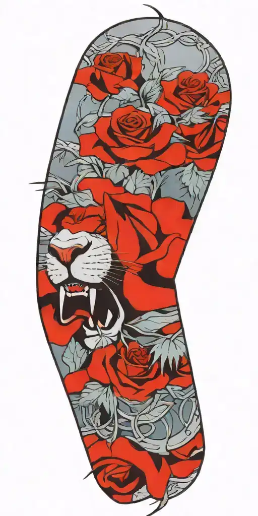 armor of Godand lion face with thorns and a rose tattoo design idea