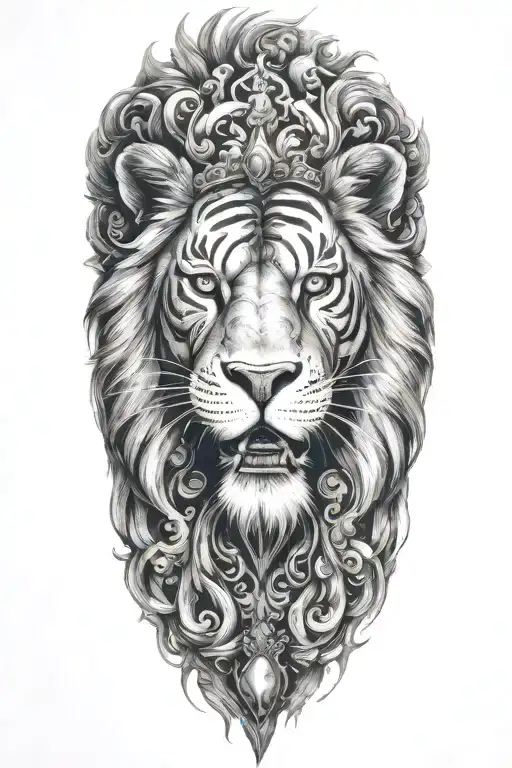  lion, tiger  warrior tattoo design idea