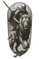 knight templar with a lion and a warrior, psalm 91 tattoo design idea