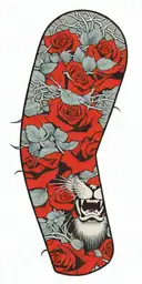 armor of Godand lion face with thorns and a rose tattoo design idea