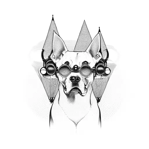 Dog with 3 heads who doesnt see , hear , and talk tattoo design idea