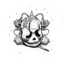 voodoo doll with sad shade tattoo design idea