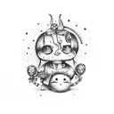 voodoo doll with sad shade tattoo design idea