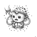 voodoo doll with sad shade tattoo design idea