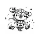 voodoo doll with sad shade tattoo design idea