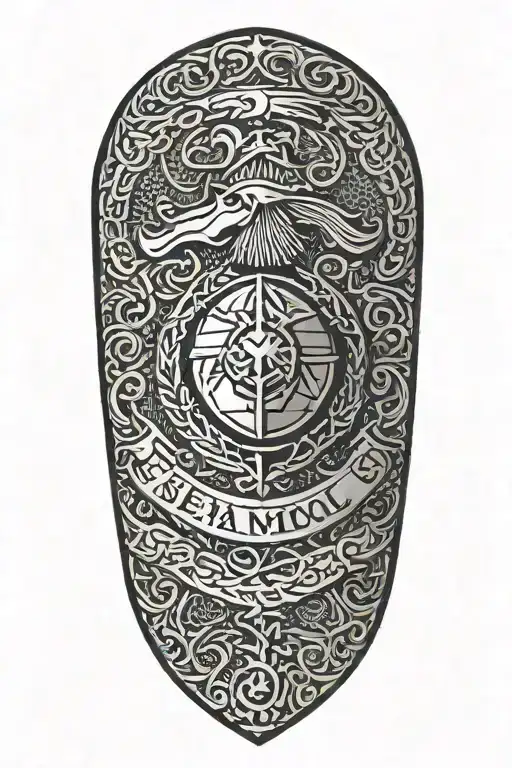 shoulder guard chainmail arm sleeve with usmc emblem tattoo design idea