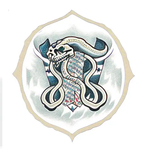 join or die snake with Sic semper tyrannis tattoo design idea