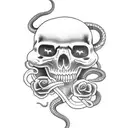 join or die snake with Sic semper tyrannis tattoo design idea