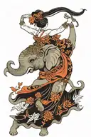elephant poppy kiku dancer gracefully moving tattoo design idea