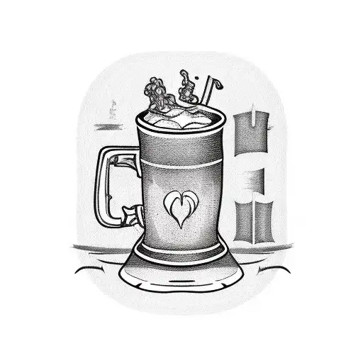 A blackwork tattoo of a beer mug with the number 741 on it, symbolizing your love for drinking and Florida tattoo design idea