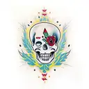 calavera con dos palomas tattoo design idea