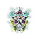 calavera con dos palomas tattoo design idea
