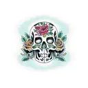 calavera con dos palomas tattoo design idea