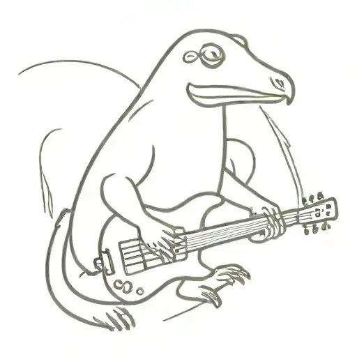 Platypus playing bass guitar  tattoo design idea