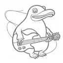 Platypus playing bass guitar  tattoo design idea