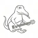 Platypus playing bass guitar  tattoo design idea