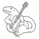 Platypus playing bass guitar  tattoo design idea