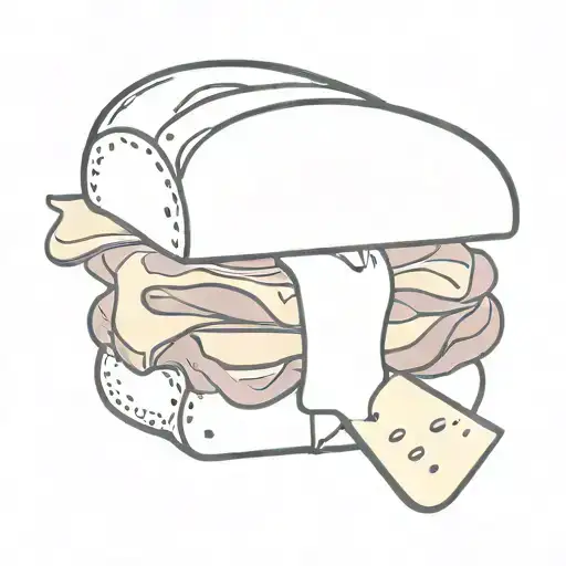 ham and cheese sandwitch tattoo design idea