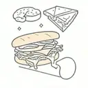 ham and cheese sandwitch tattoo design idea