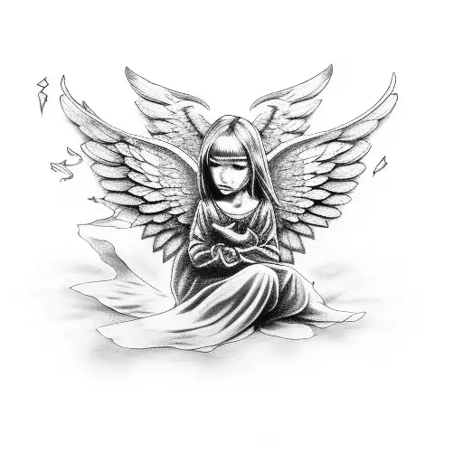 angel devil whispering in ear tattoo design idea