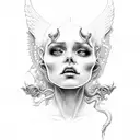 devil whispering in ear tattoo design idea