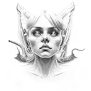 devil whispering in ear tattoo design idea