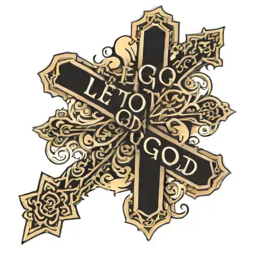 cross with words "Let Go, Let God" Behind tattoo design idea