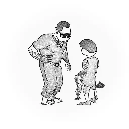 dad protecting son  tattoo design idea