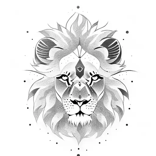 Lion in japanese style getting surrounded by koy fish tattoo design idea