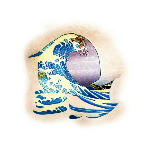 samurai surf kanagawa wave  tattoo design idea