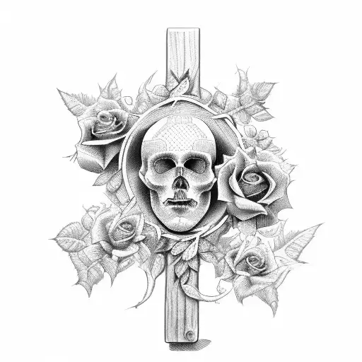 rose vine crucifix  tattoo design idea