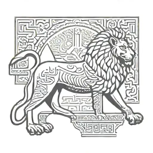 Arabic religious lion and eagle, Iraq, Gilgamesh, Babylon, mosque  tattoo design idea