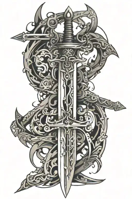 sword wrapped tattoo design idea