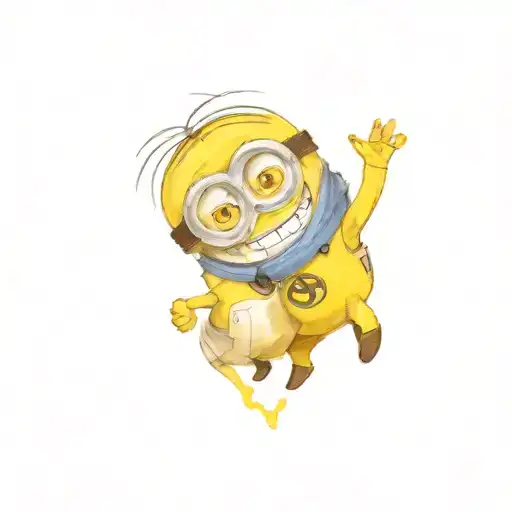 animation character Po and a minion hugging tattoo design idea