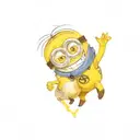 animation character Po and a minion hugging tattoo design idea