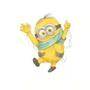 animation character Po and a minion hugging tattoo design idea