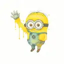 animation character Po and a minion hugging tattoo design idea