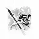 Lightsaber duel between Darth Vader and Luke Skywalker tattoo design idea