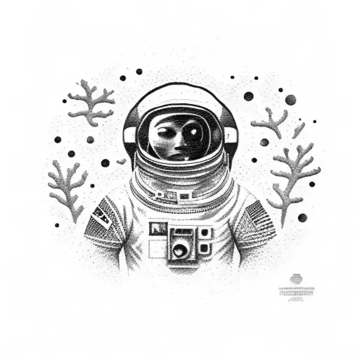 A astronaut in the coral reef smoking a blunt tattoo design idea