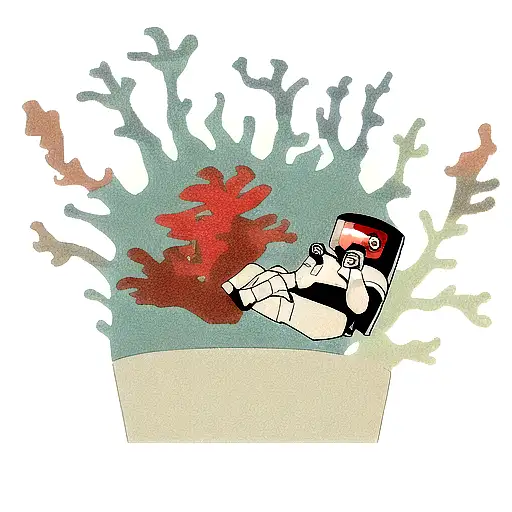 A astronaut in the coral reef smoking a blunt tattoo design idea
