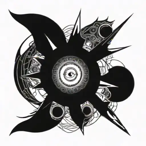 Eclipse with eye cyber sigilism  tattoo design idea