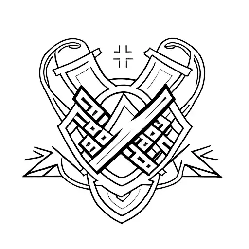 red  cross with black lightning behind it tattoo design idea