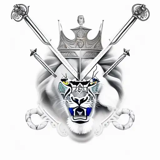 gladiator with sword and lions pelt over head tattoo design idea
