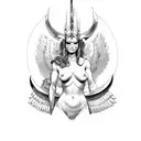 nude valkyrie asymmetrical tattoo design idea