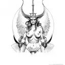 nude valkyrie asymmetrical tattoo design idea