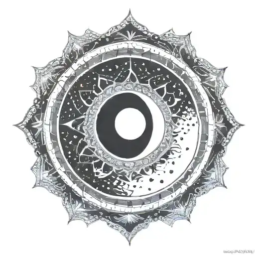 mandala with moon phases and yin yang symbol tattoo design idea