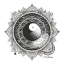 mandala with moon phases and yin yang symbol tattoo design idea
